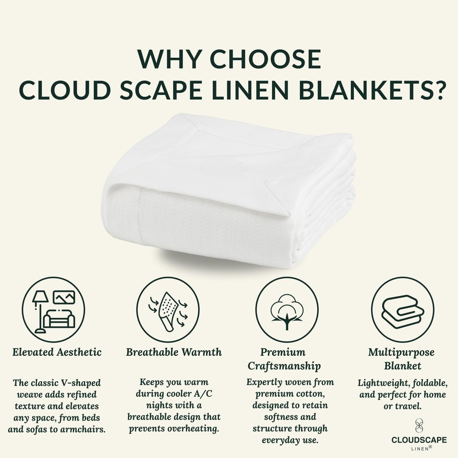 White Soft Summer Cotton Throw Blanket 50"x70"