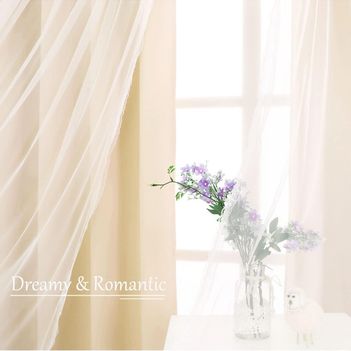 Beige Double Layer Blackout Curtains 52Wx63L