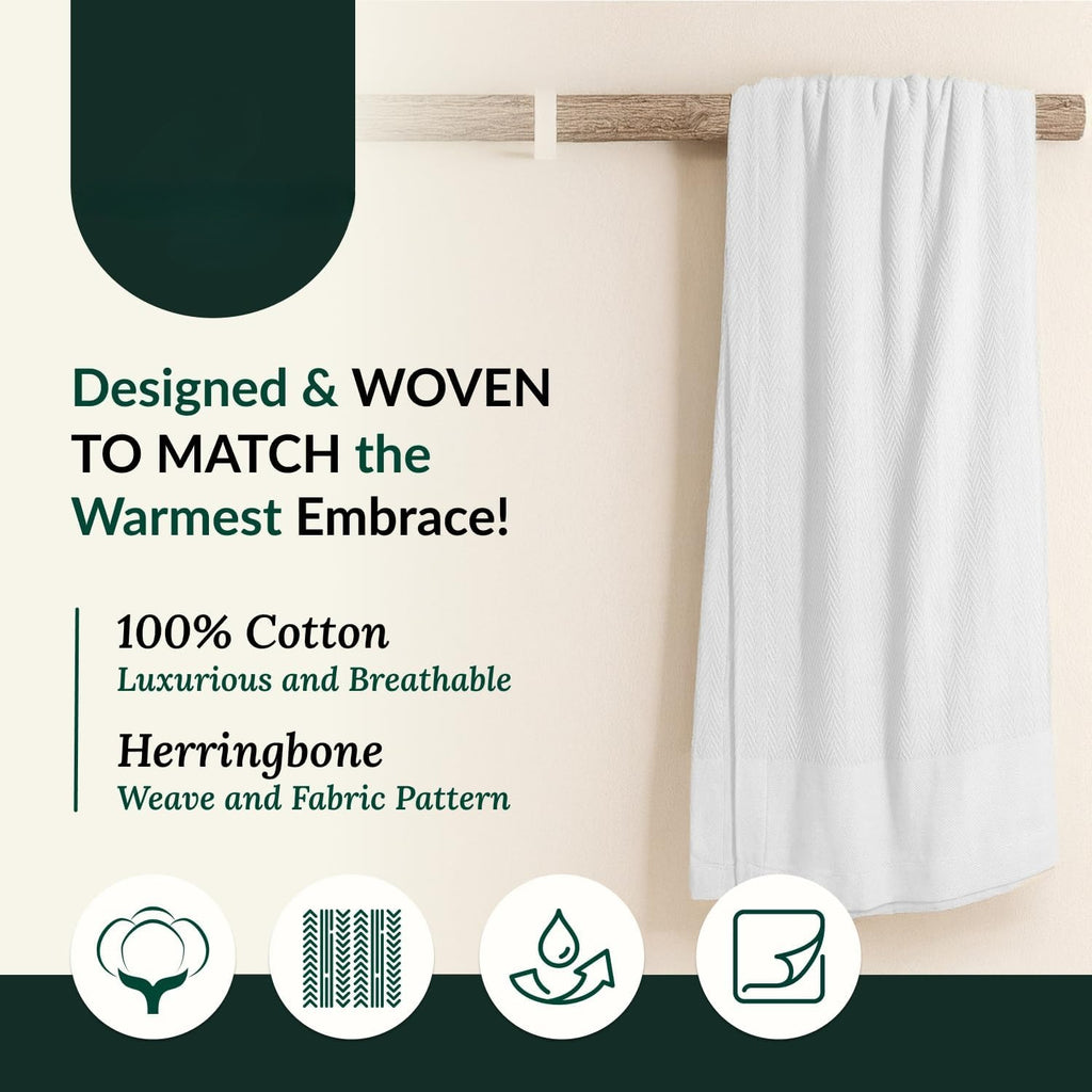 White Soft Summer Cotton Throw Blanket 50"x70"