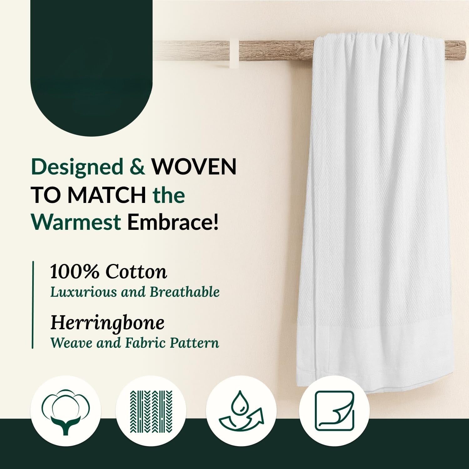 White Soft Summer Cotton Throw Blanket 50"x70"