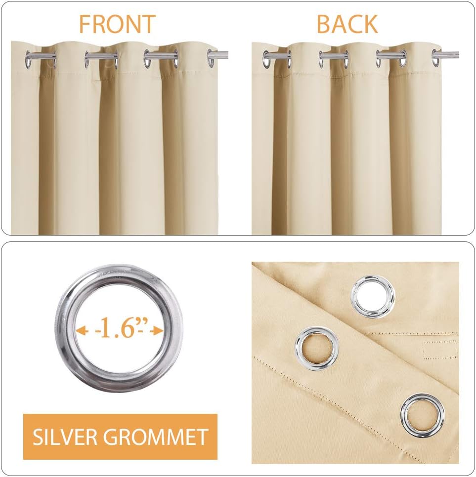 Biscotti Beige 3-Layer Noise Cancelling Curtains 52x84