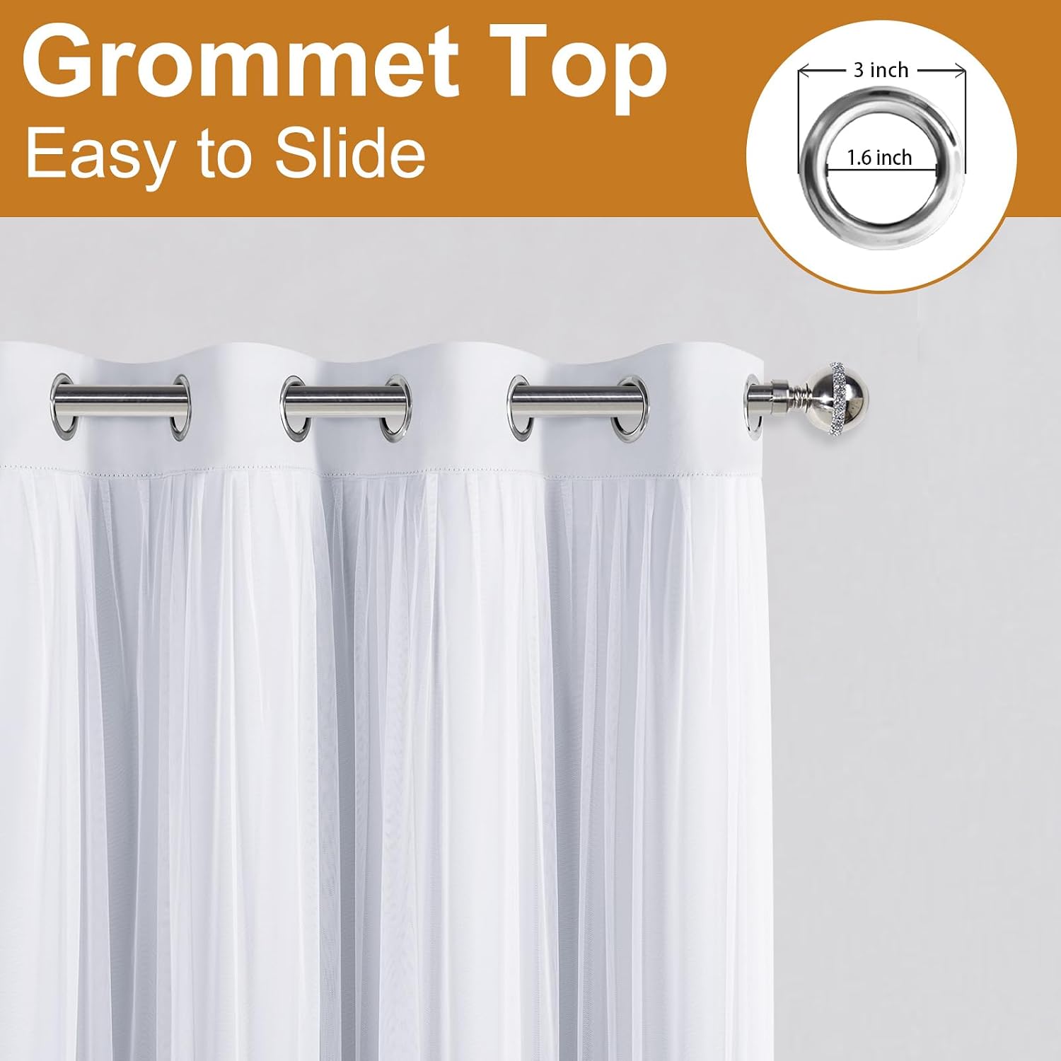 White Double Layer Thermal Blackout Curtains 52Wx84L