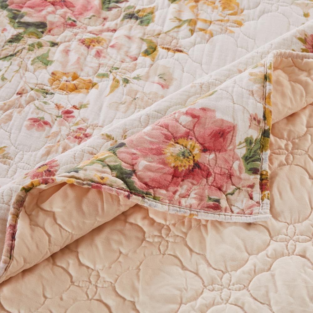Buttercup Floral Cotton Quilted Throw 50x60in