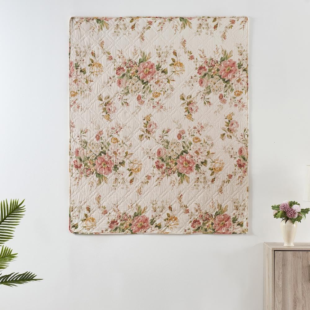 Buttercup Floral Cotton Quilted Throw 50x60in