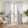 Greyish White Double Layer Blackout Curtains 52x90