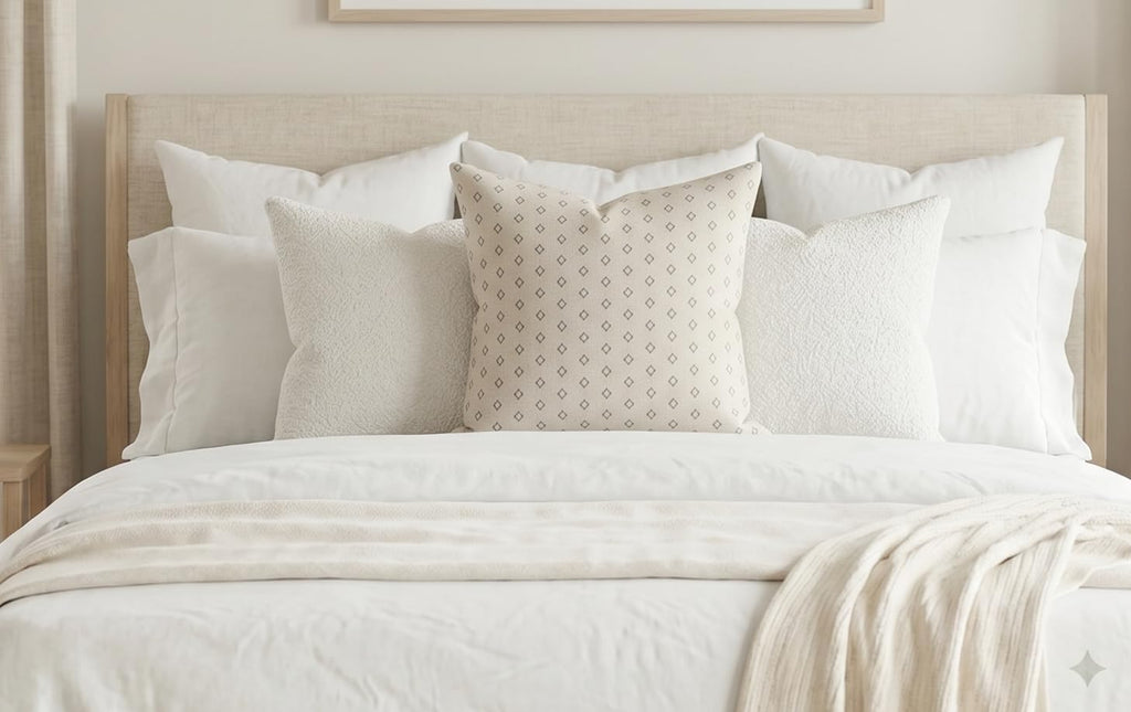 White Jacquard Geometric Pillow Covers