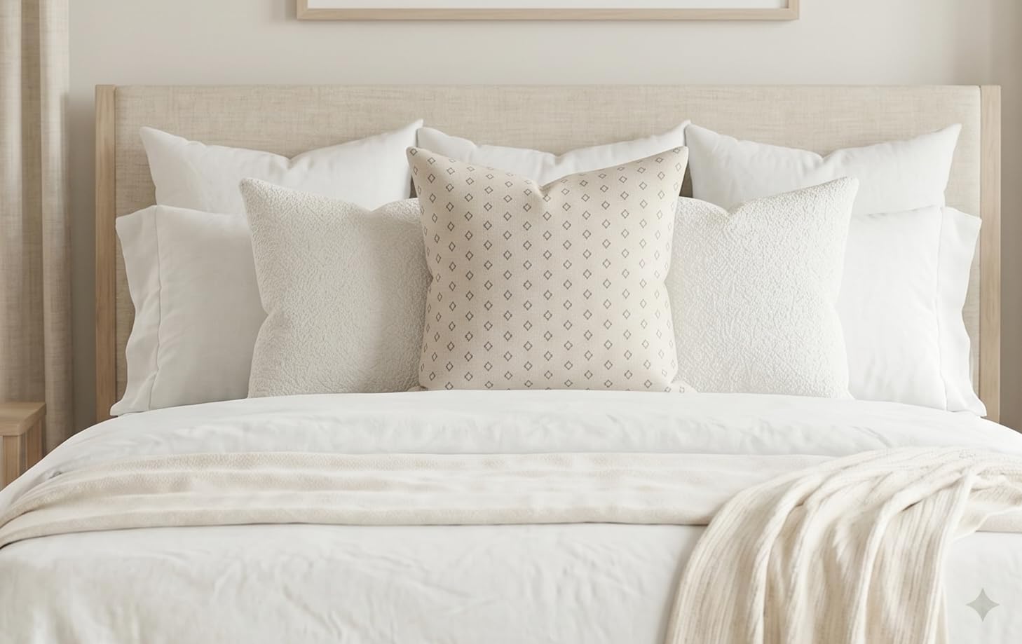 White Jacquard Geometric Pillow Covers