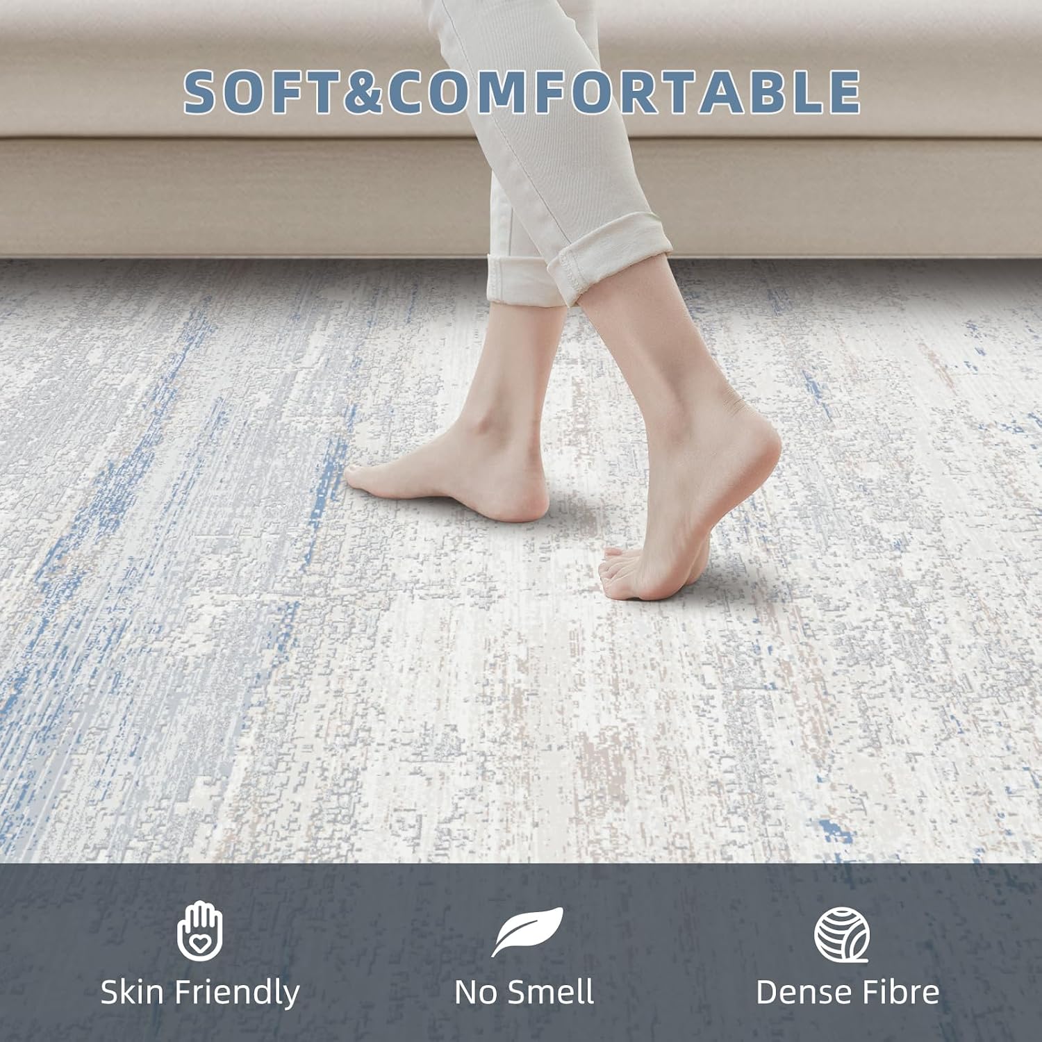 Neutral Abstract Washable Large Area Rug