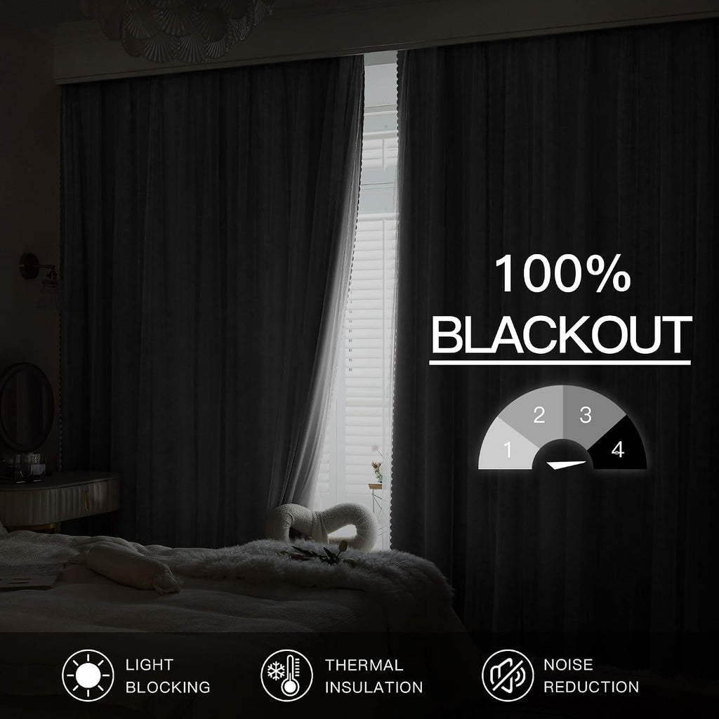 Greyish White Double Layer 100% Blackout Curtains 34Wx63L