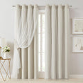 Beige Double Layer 80% Blackout Curtains 54Wx84L