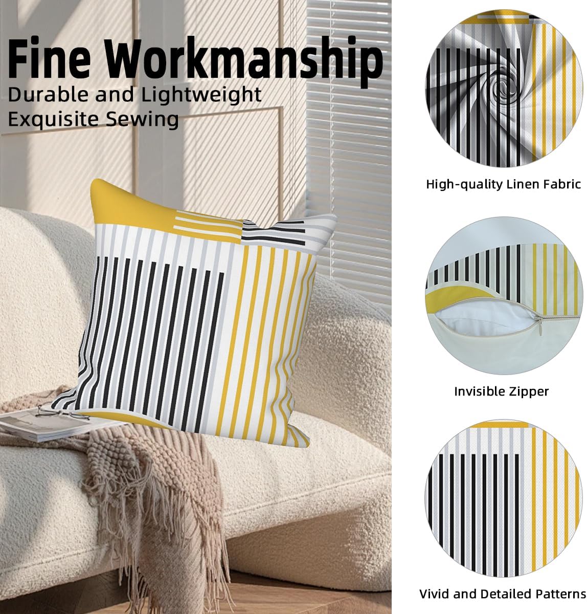 Striped Minimalist Pillow Covers Set of 4