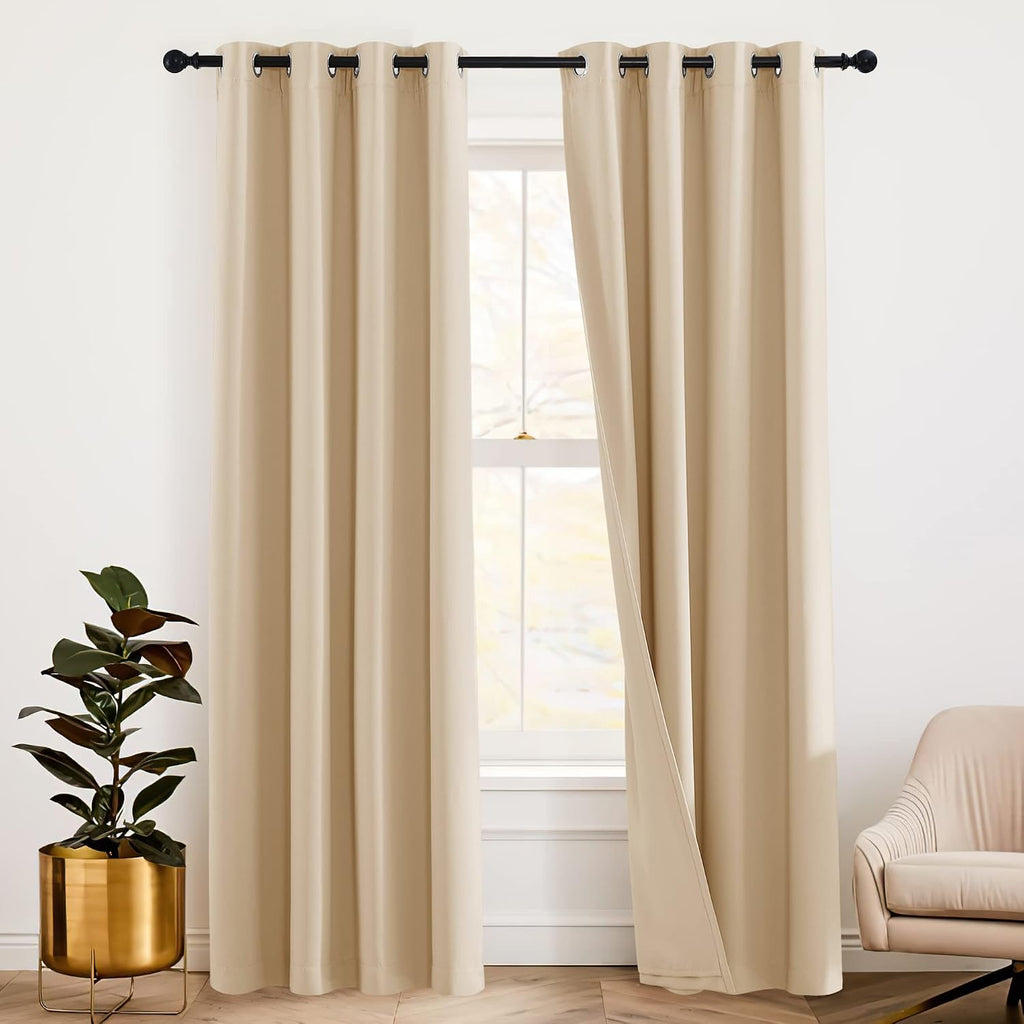 Biscotti Beige 3-Layer Noise Cancelling Curtains 52x84