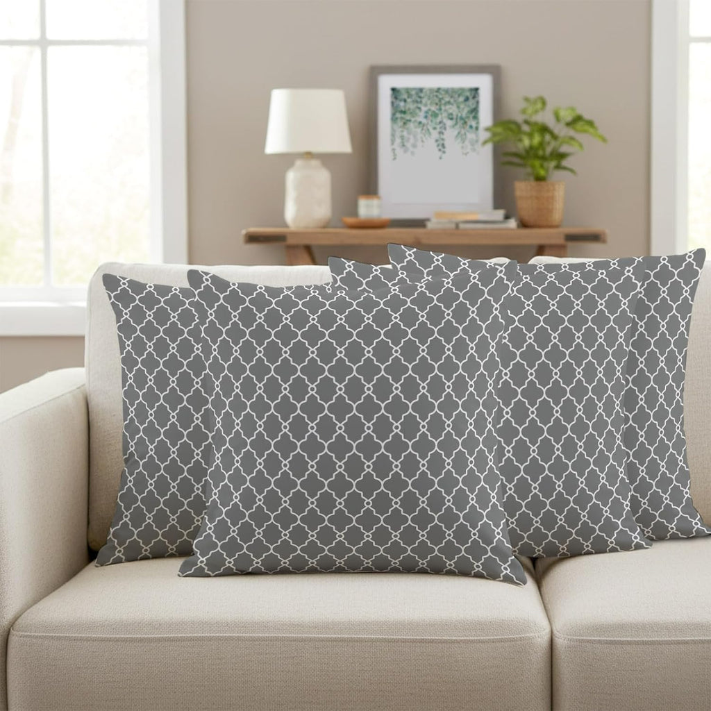 Grey Modern Geometric Pillow Covers Set of 4