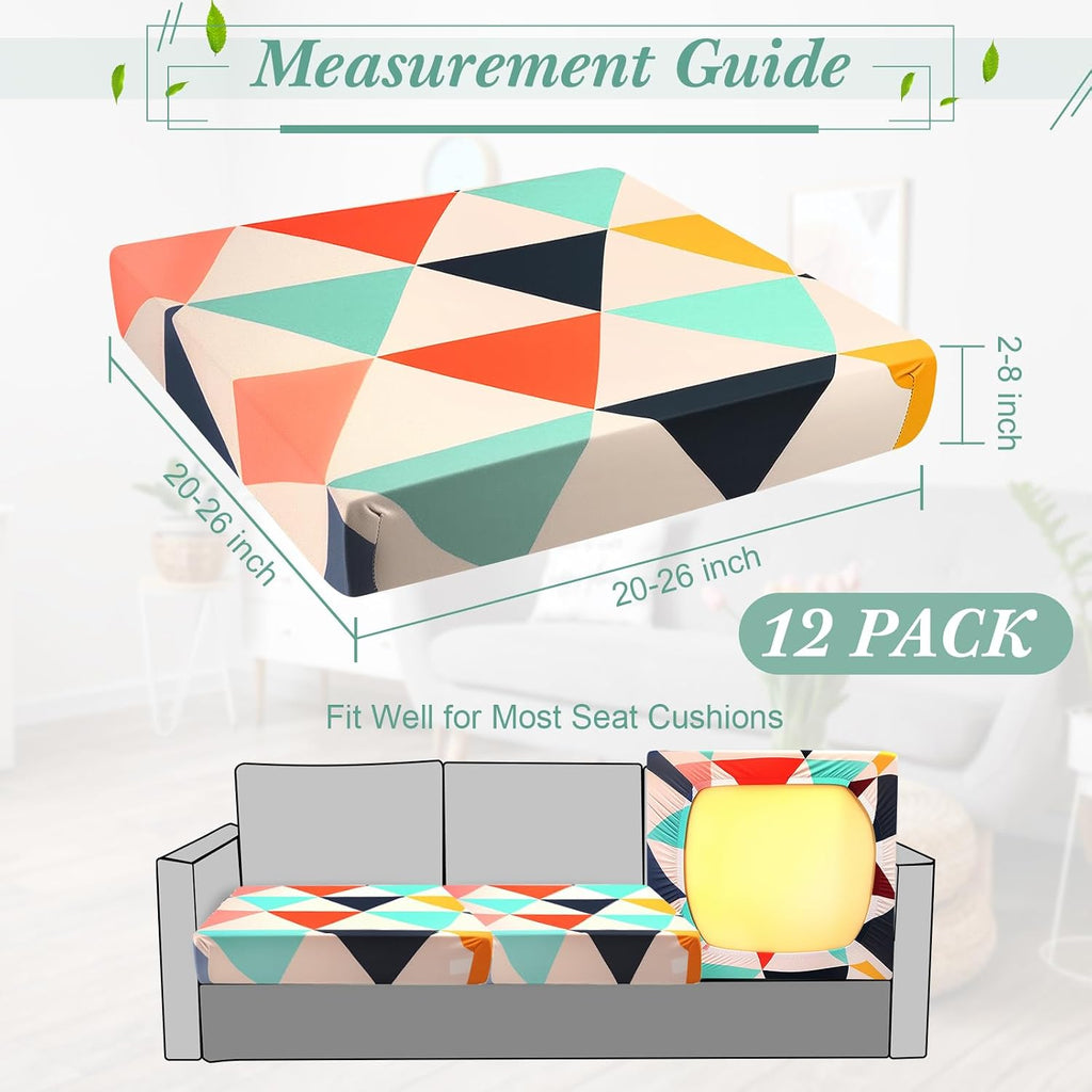 Multicolor Geometric Patio Cushion Covers 12Pcs