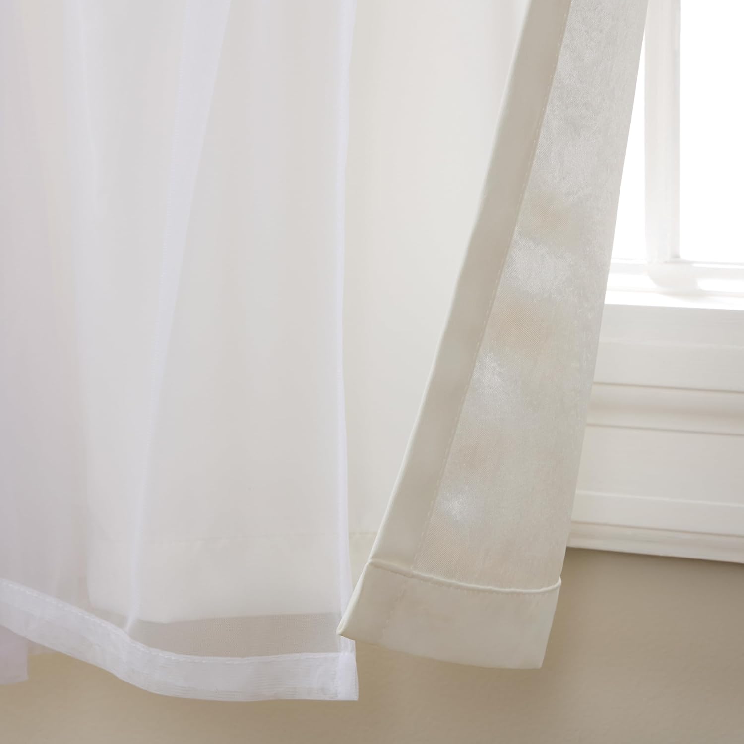 Winter White Double Layer Blackout Curtains 52x108
