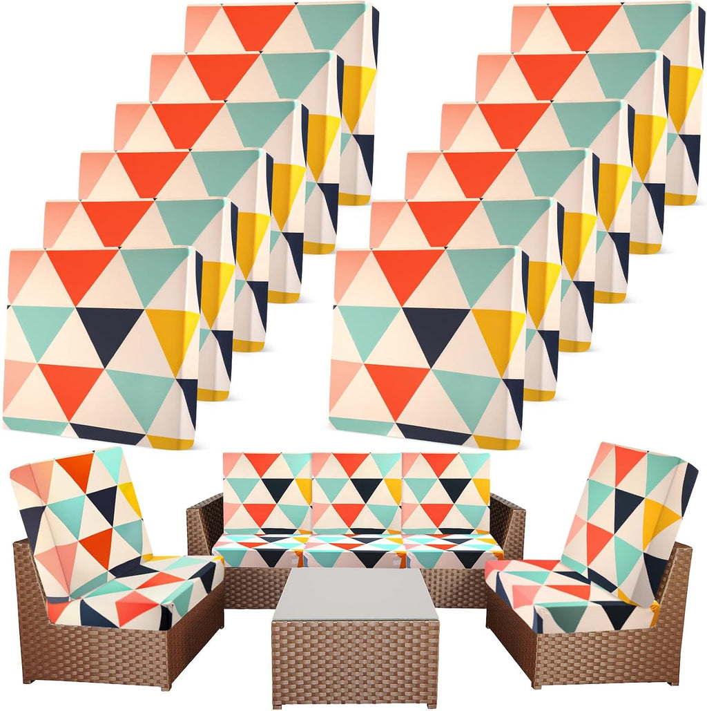 Multicolor Geometric Patio Cushion Covers 12Pcs