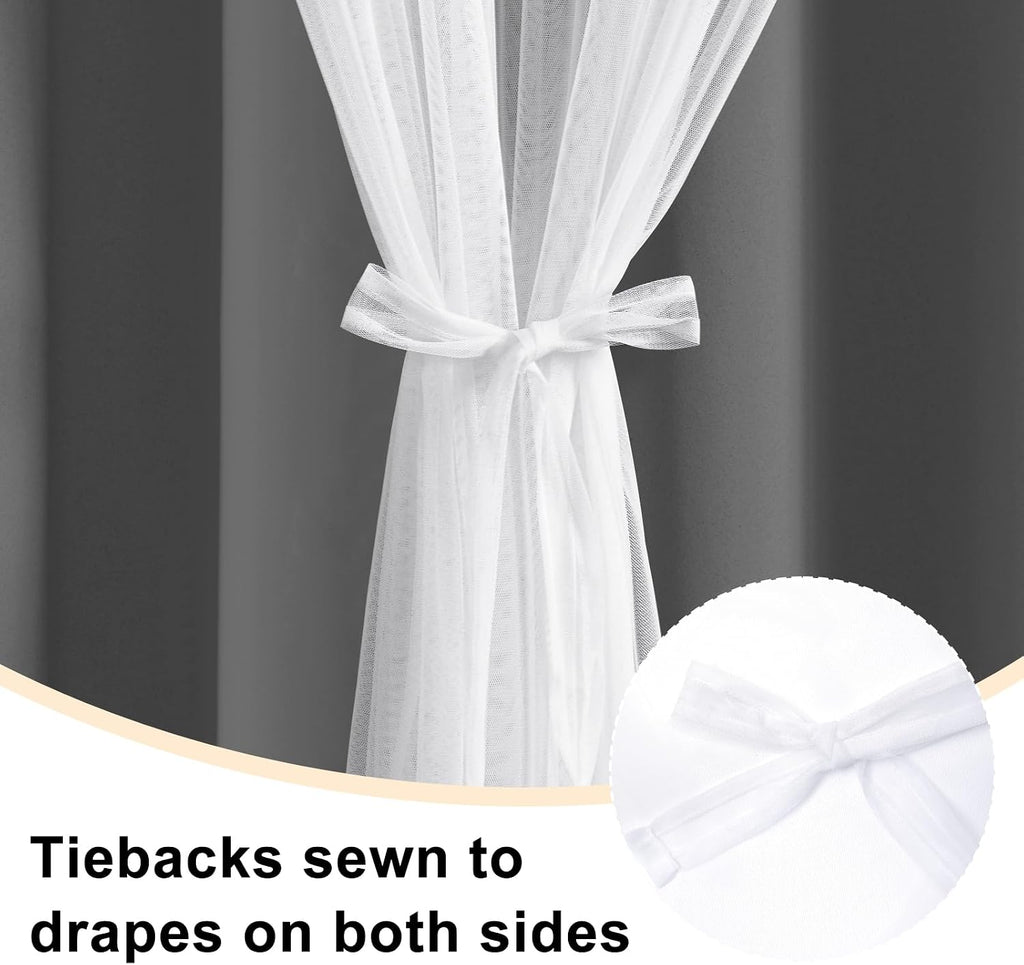 Grey Double Layer Thermal Blackout Curtains 52Wx63L