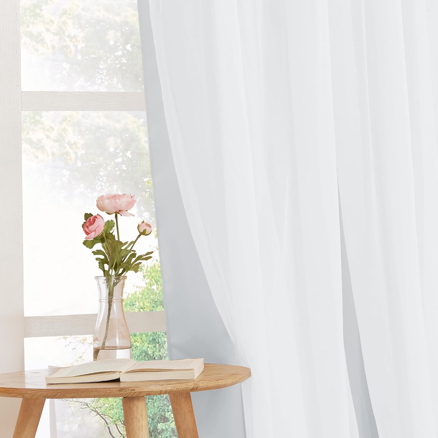 Greyish White Double Layer Blackout Curtains 52x90
