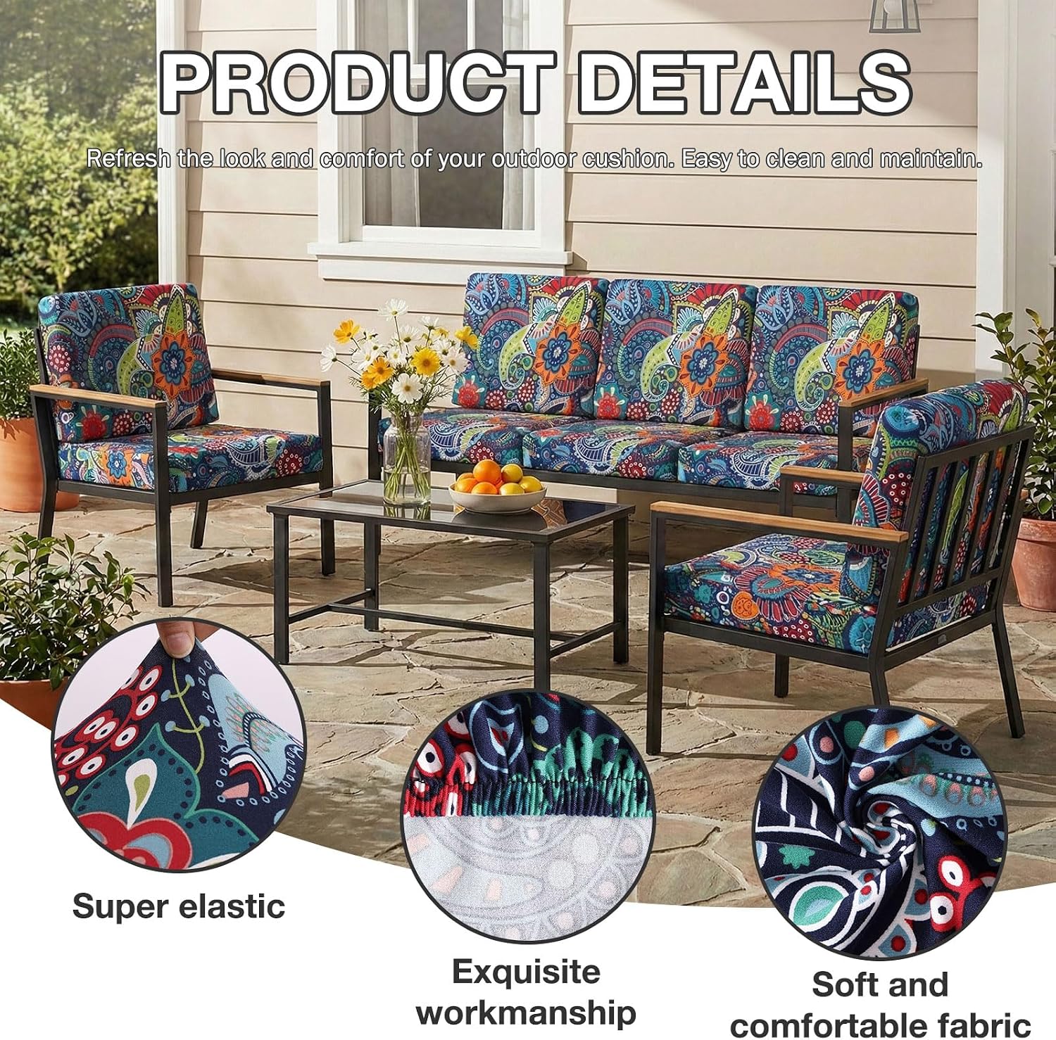 Paisley Stretch Patio Cushion Covers