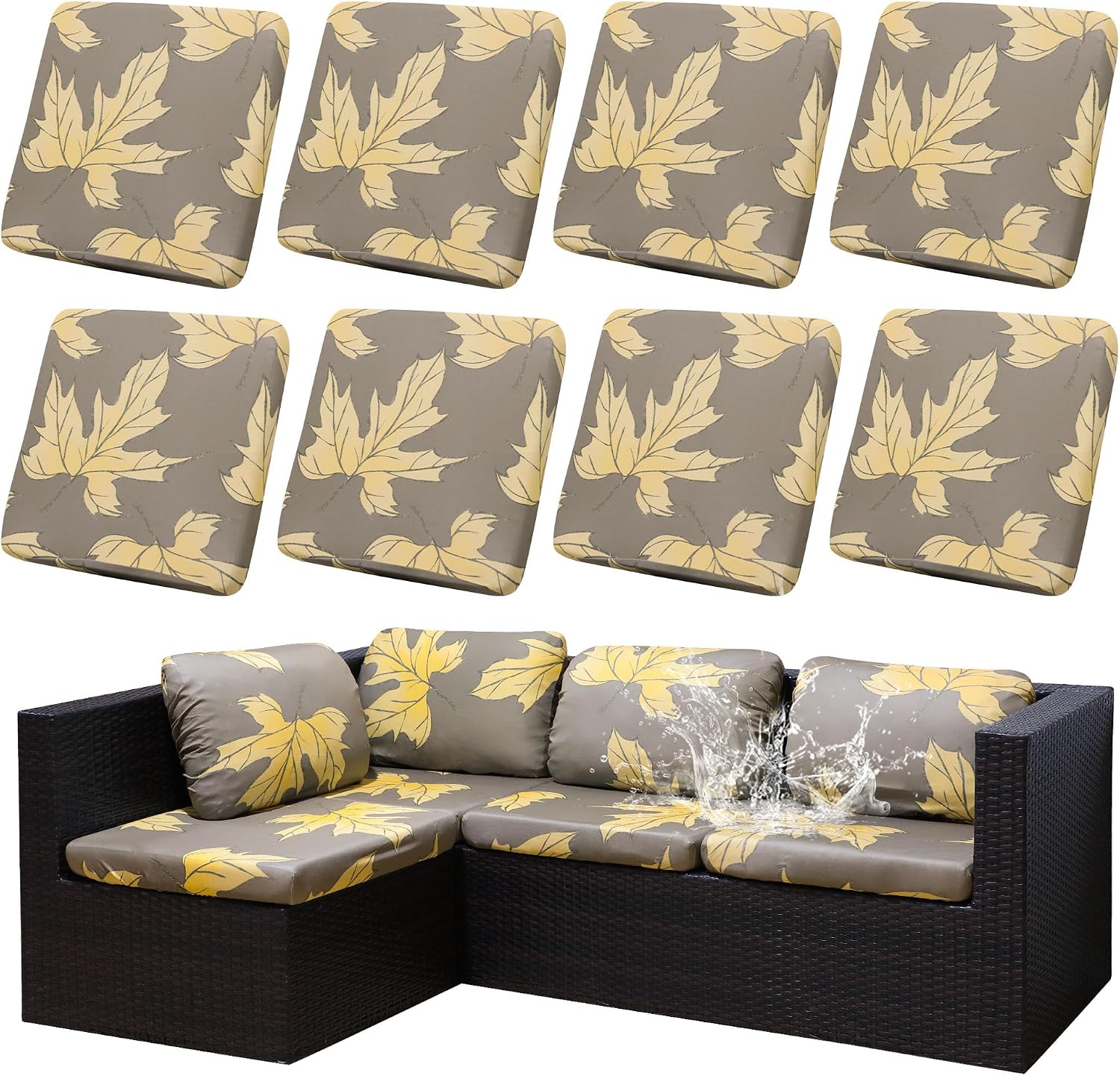 Maple Leaf Jacquard Patio Cushion Covers