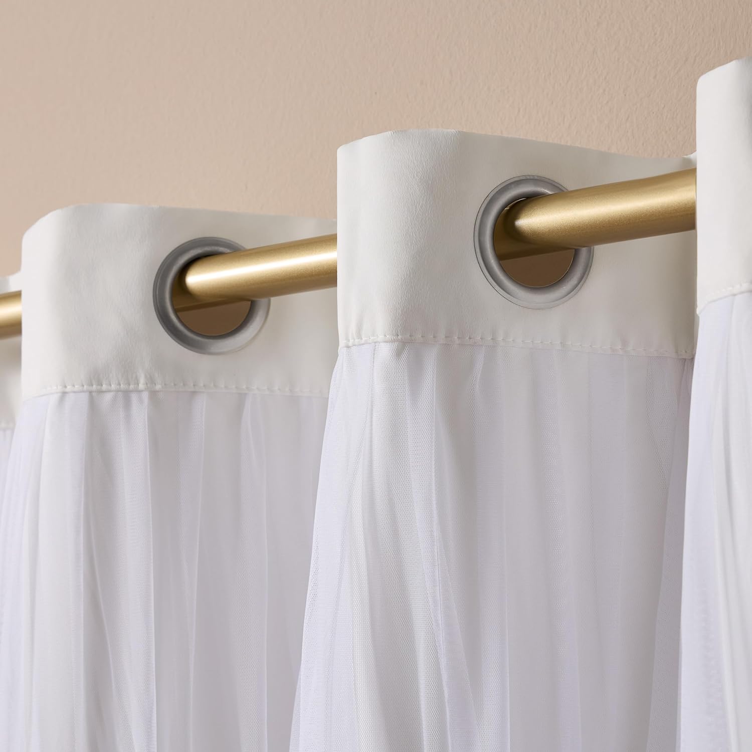 Winter White Double Layer Blackout Curtains 52x108