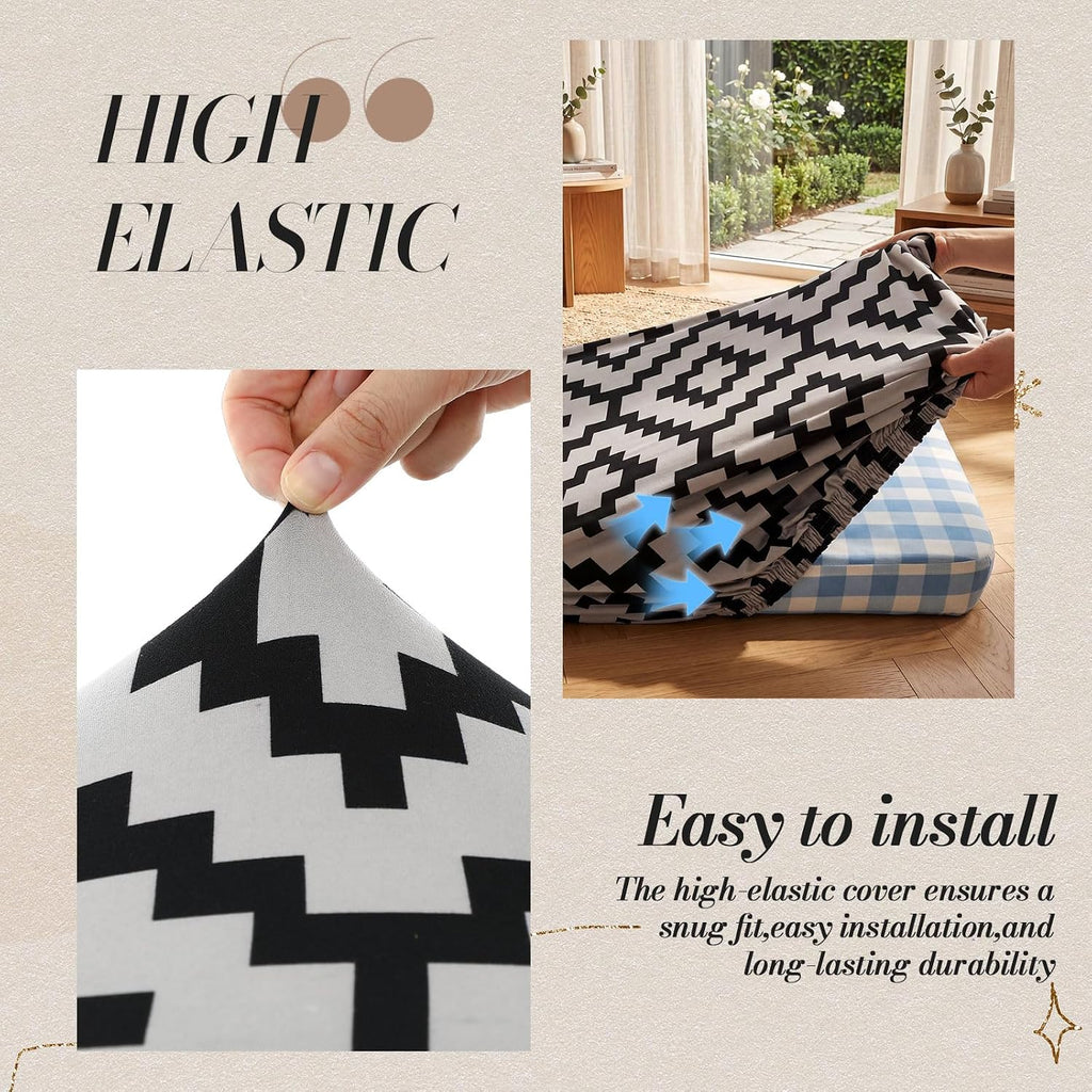 Black Grey Geometric Patio Cushion Covers 8Pcs