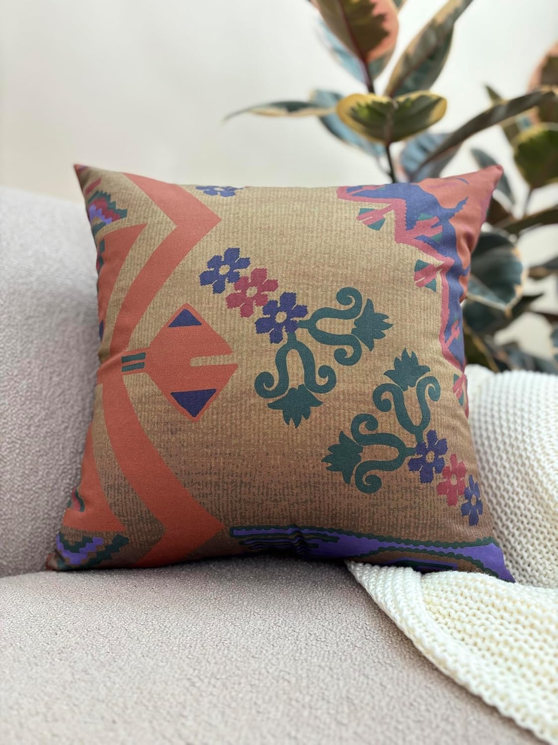 Rust Boho Kilim Throw Pillow Cover