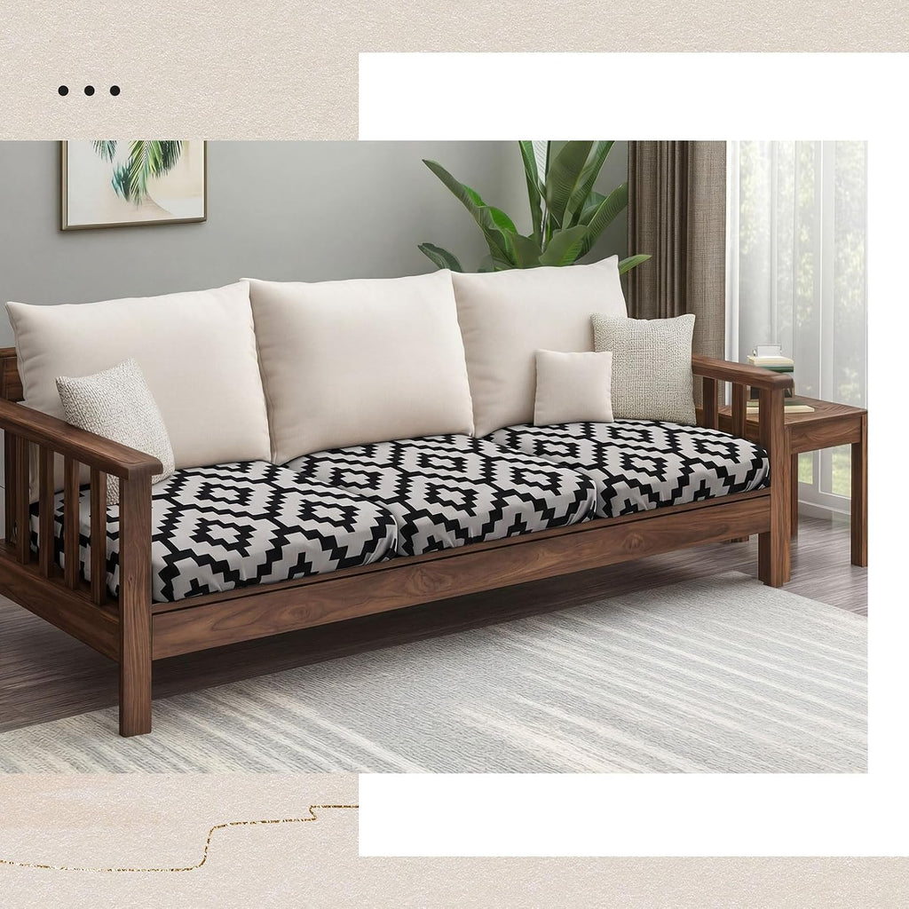 Black Grey Geometric Patio Cushion Covers 8Pcs