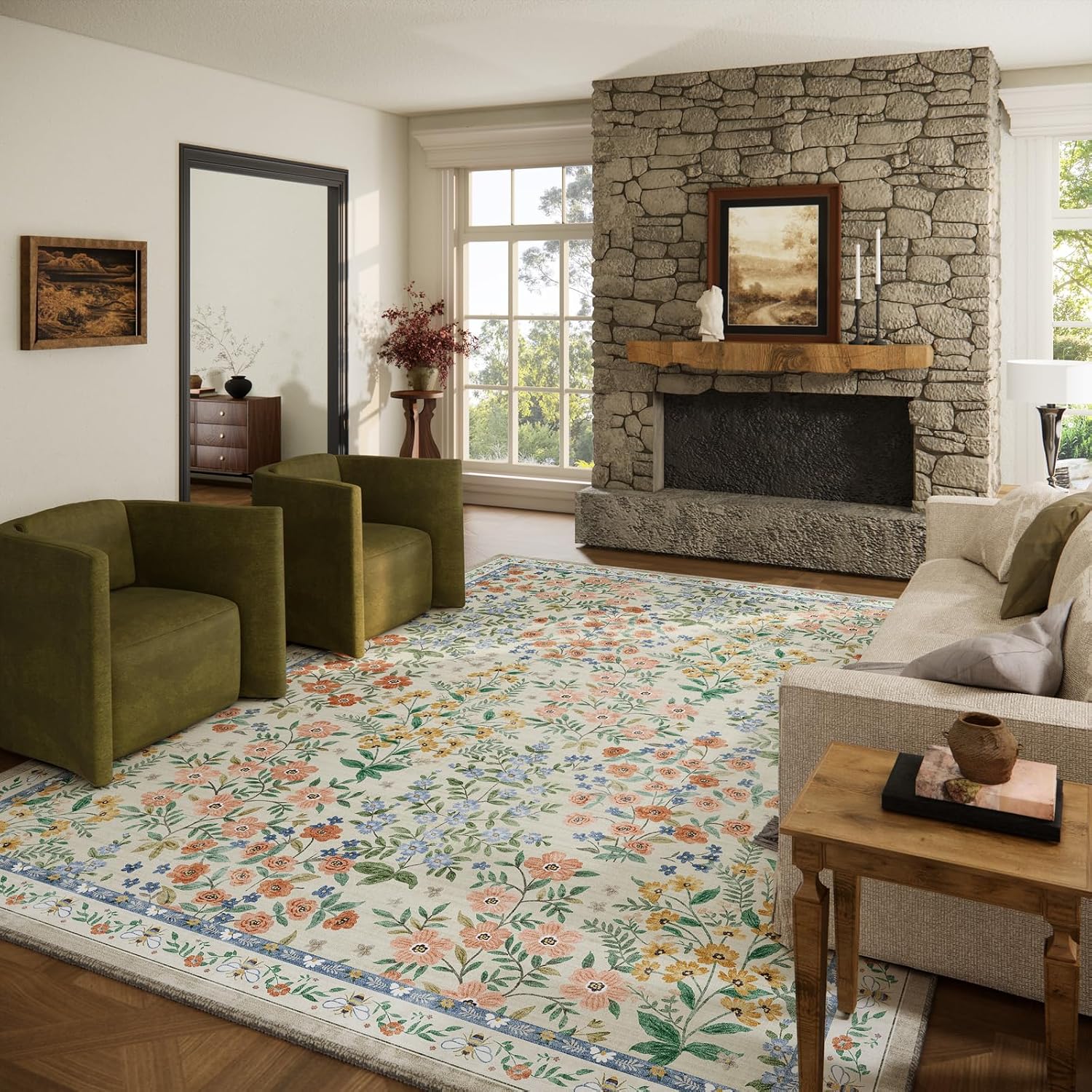 Washable Vintage Non Slip Area Rug