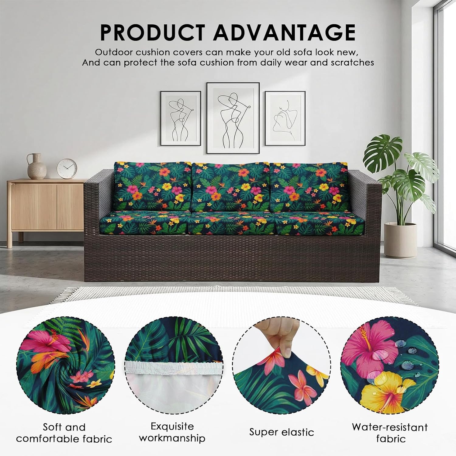 Tropical Floral Stretch Patio Cushion Covers