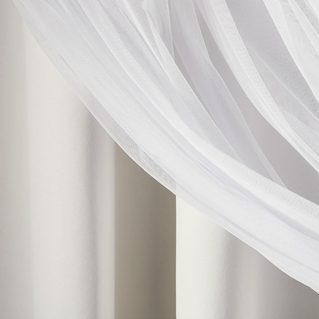 Winter White Double Layer Blackout Curtains 52x108