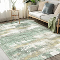 Light Green Abstract Washable Area Rug