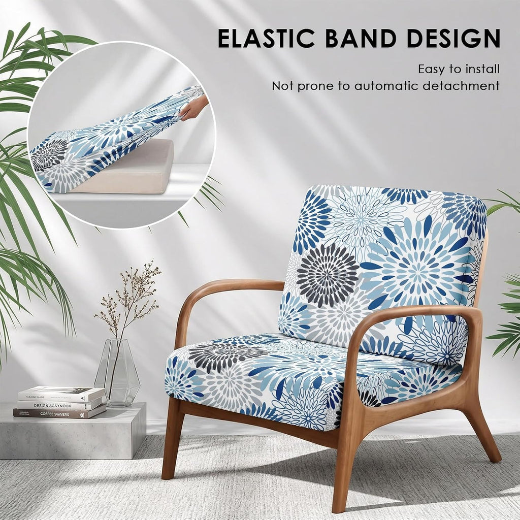 Blue Abstract Floral Patio Cushion Covers