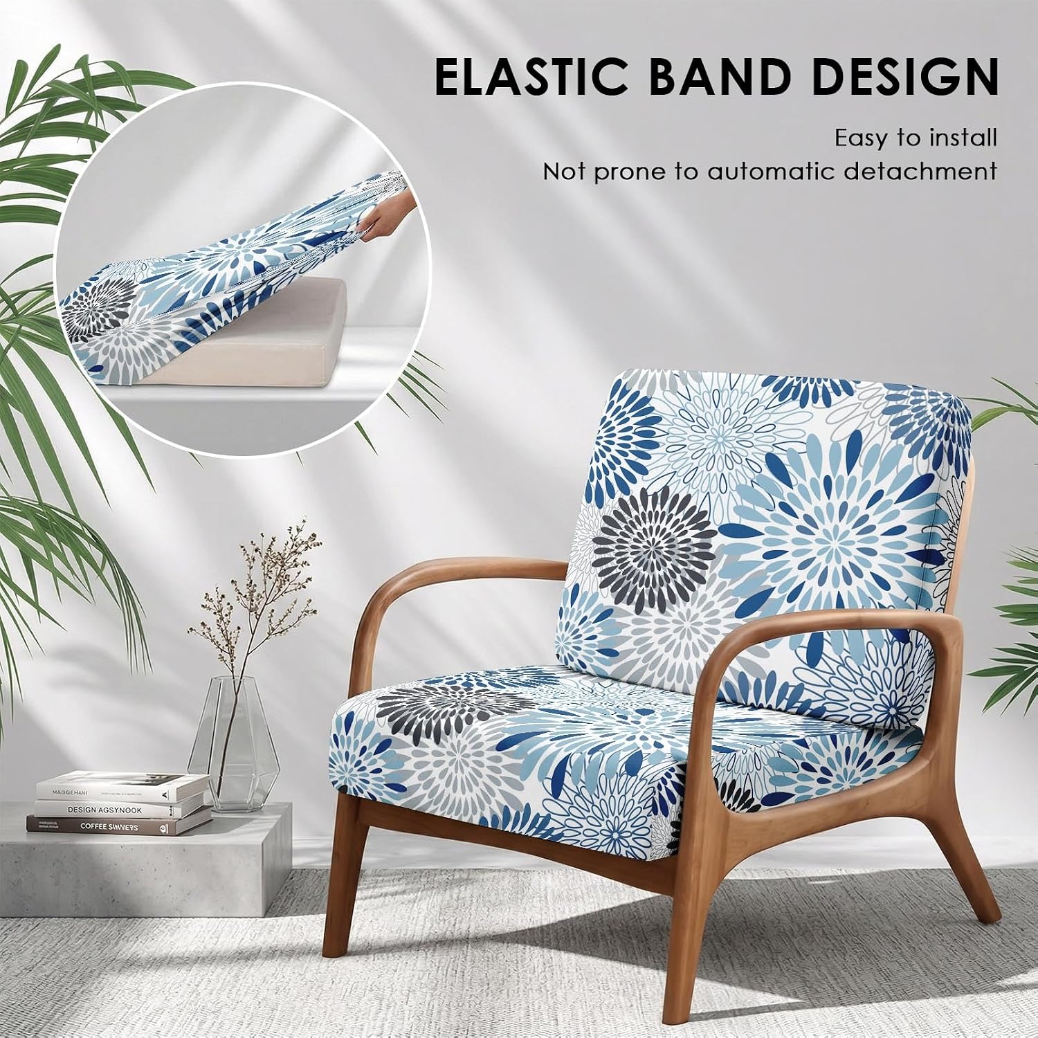 Blue Abstract Floral Patio Cushion Covers