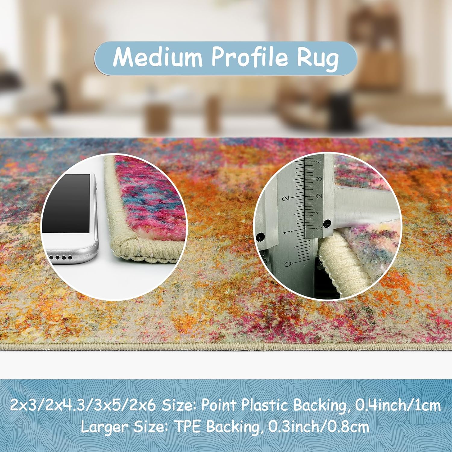 Colorful Abstract Washable Area Rug