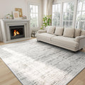 White Gray Abstract Washable Area Rug 8x10