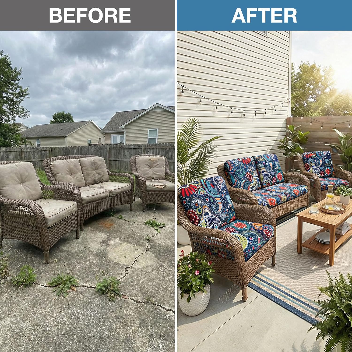 Paisley Stretch Patio Cushion Covers