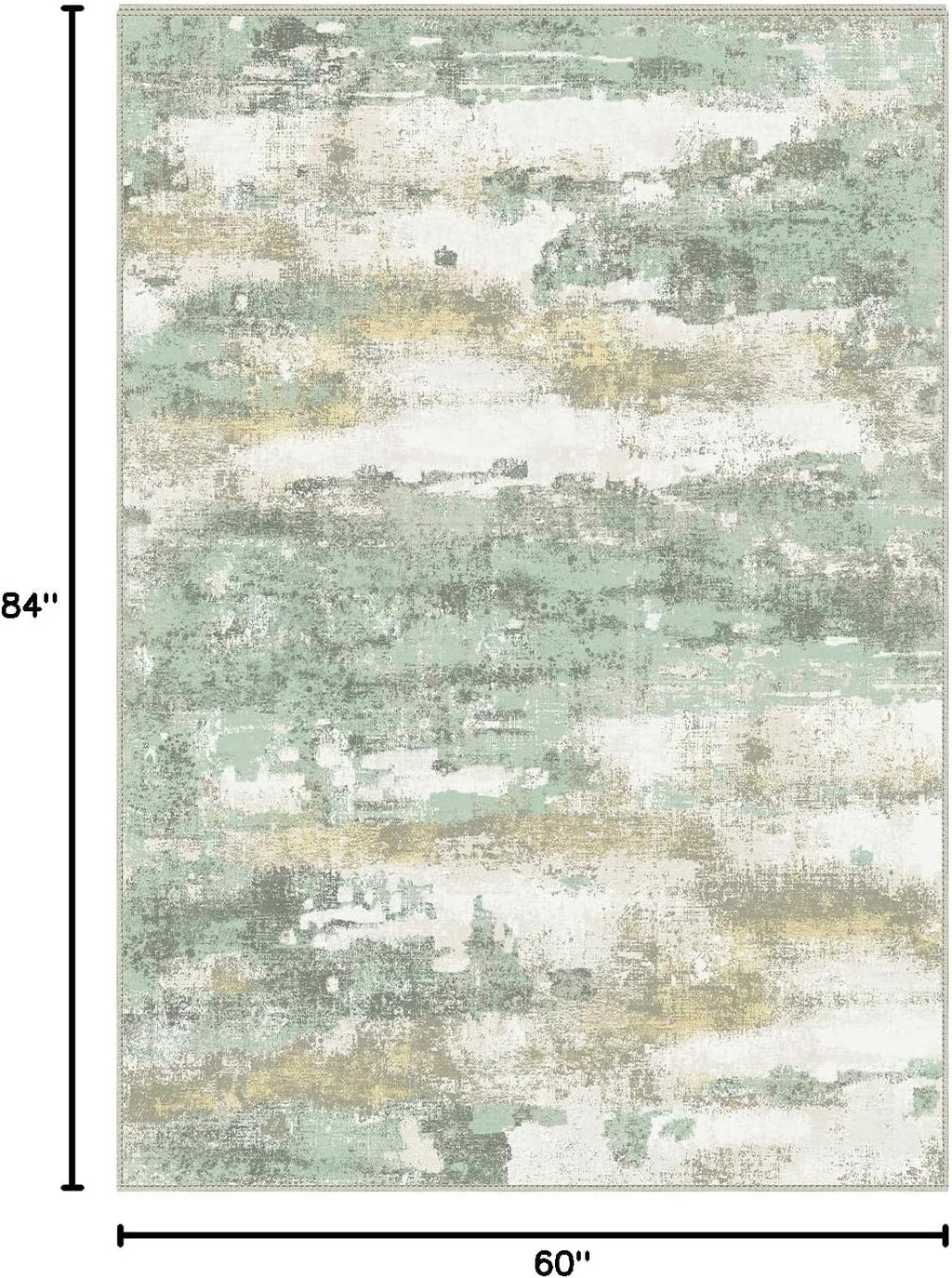 Light Green Abstract Washable Area Rug