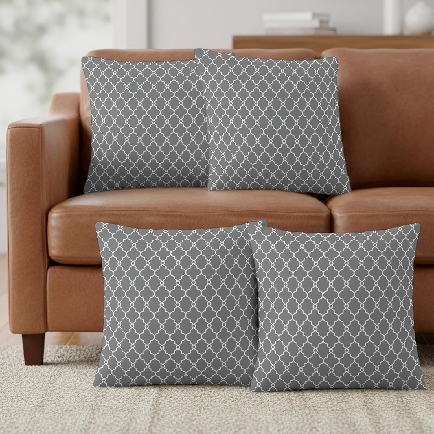Grey Modern Geometric Pillow Covers Set of 4