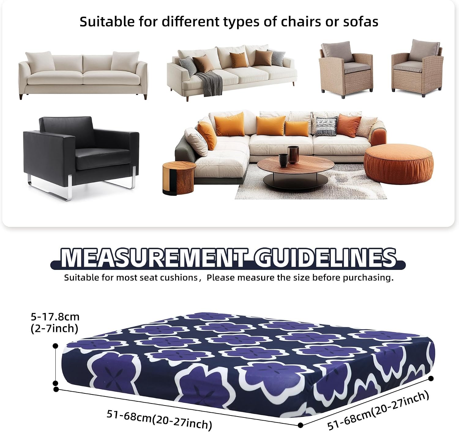 Navy Blue Geometric Patio Cushion Covers