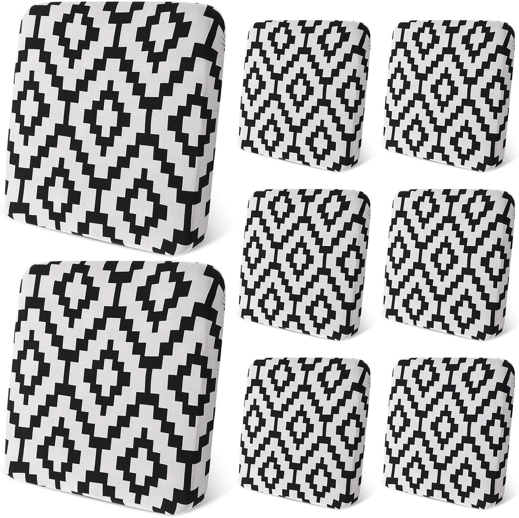 Black Grey Geometric Patio Cushion Covers 8Pcs