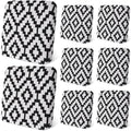 Black Grey Geometric Patio Cushion Covers 8Pcs