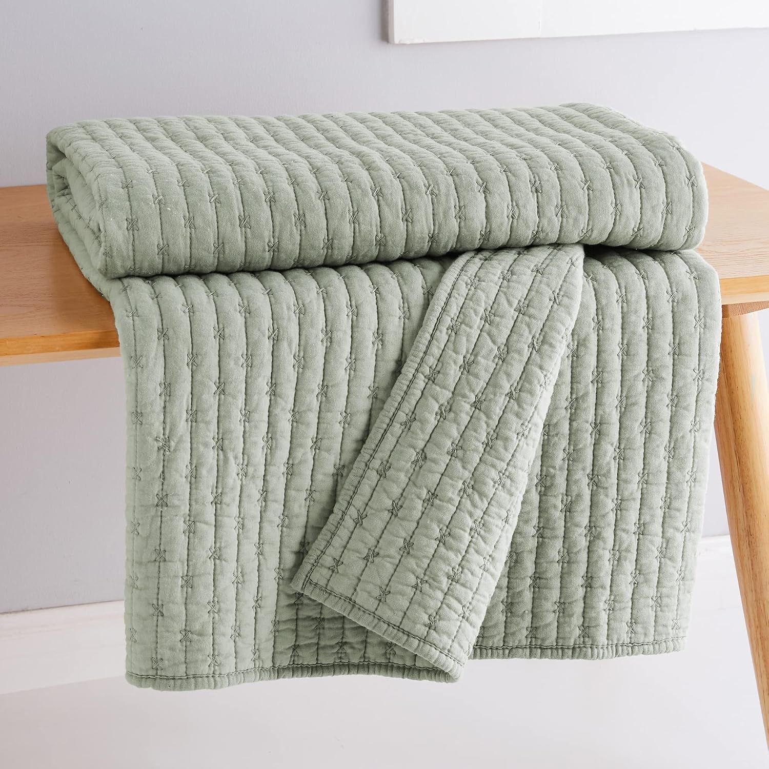 Desert Sage Cross Stitch Reversible Cotton Throw 50x60in