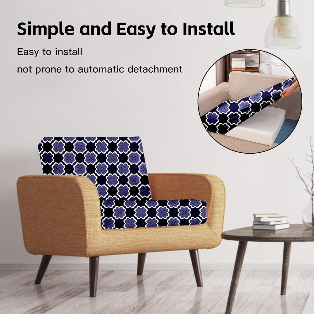Navy Blue Geometric Patio Cushion Covers