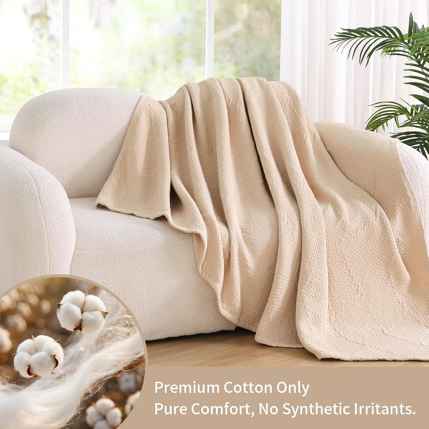All Season Textured Cotton Throw Blanket