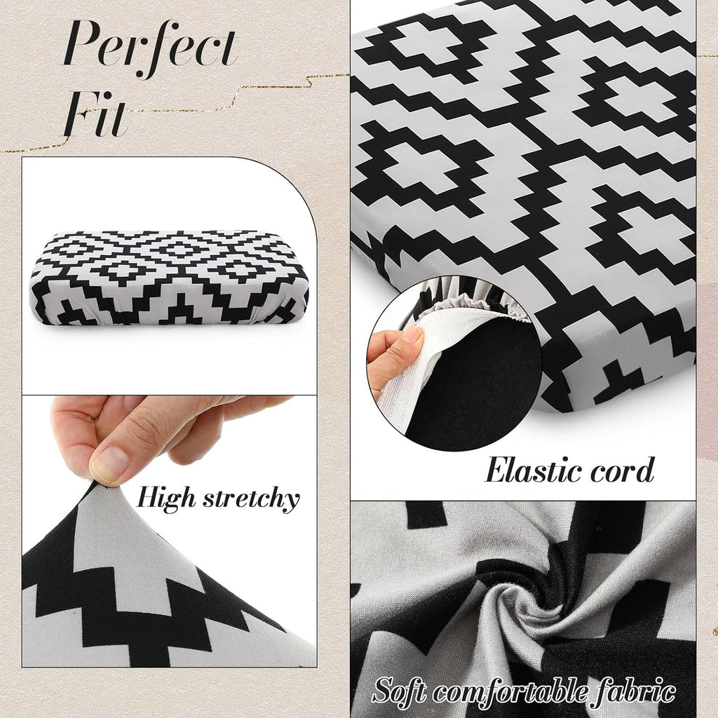 Black Grey Geometric Patio Cushion Covers 8Pcs