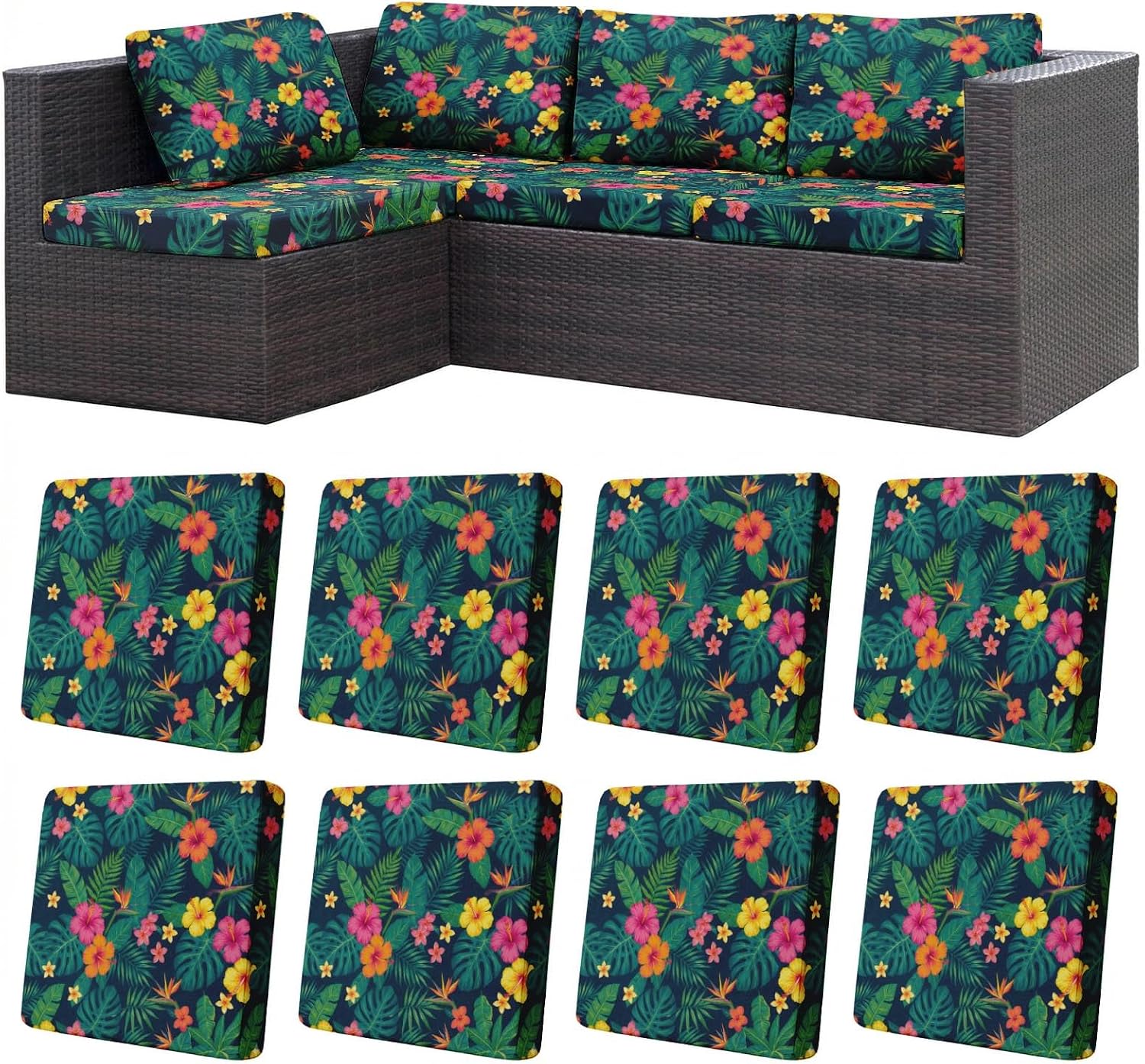 Tropical Floral Stretch Patio Cushion Covers