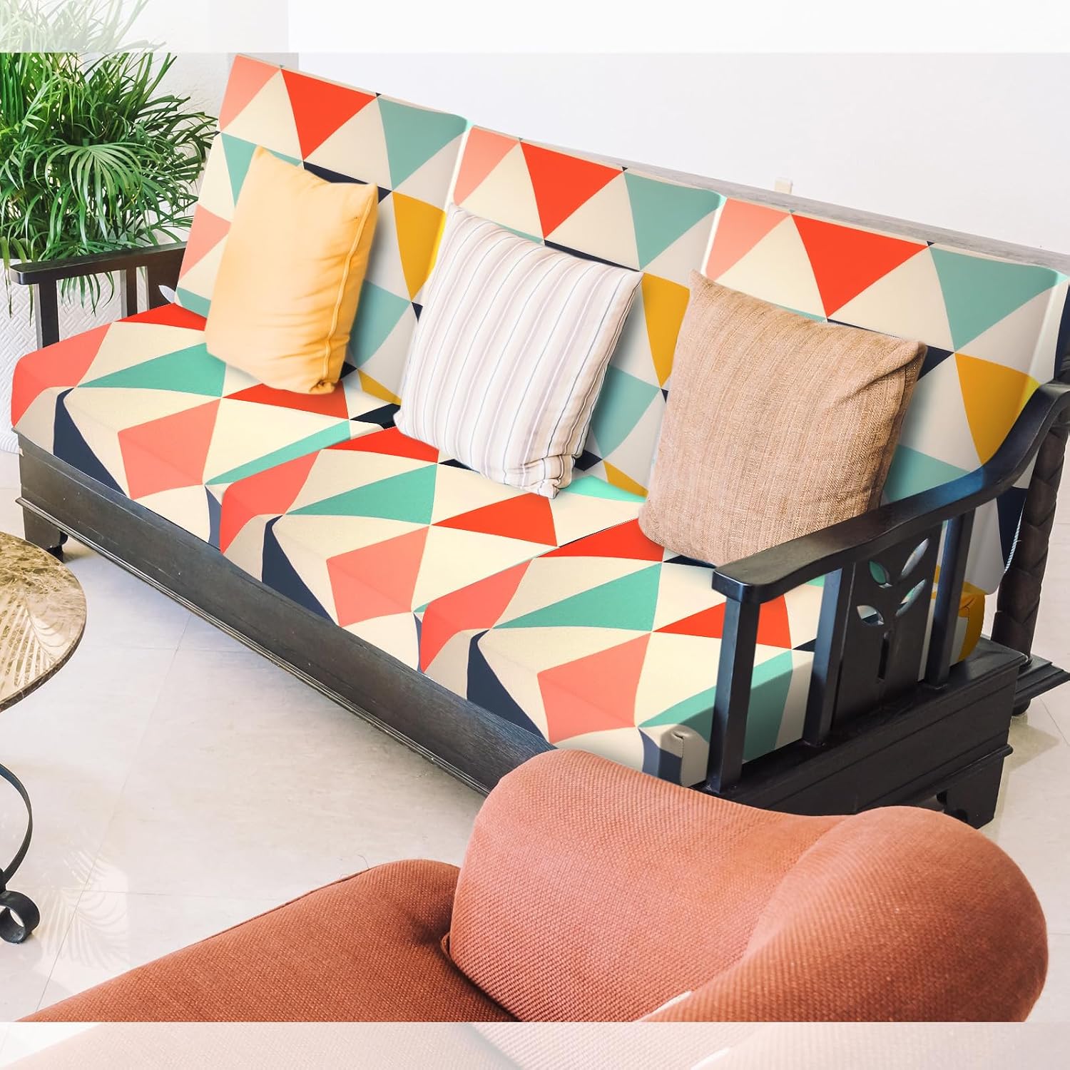 Multicolor Geometric Patio Cushion Covers 12Pcs