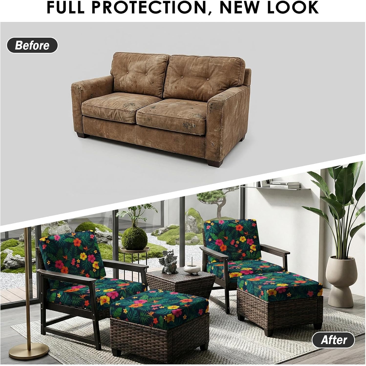 Tropical Floral Stretch Patio Cushion Covers