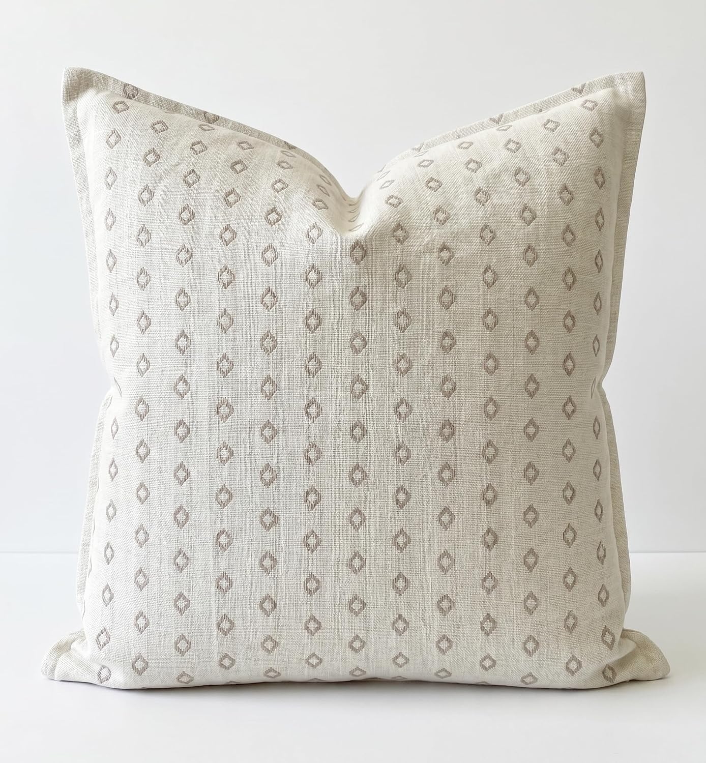 White Jacquard Geometric Pillow Covers